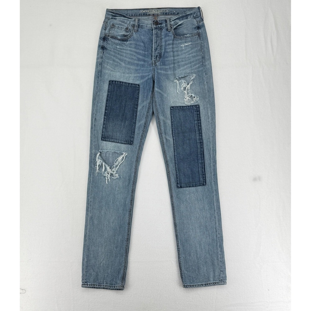 American Eagle Outfitters Vintage HiRise Straight Jeans Womens 8 Long Distressed